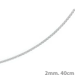 2mm Zopfkette Kette Collier, 750 Gold Weißgold, Goldkette 40cm