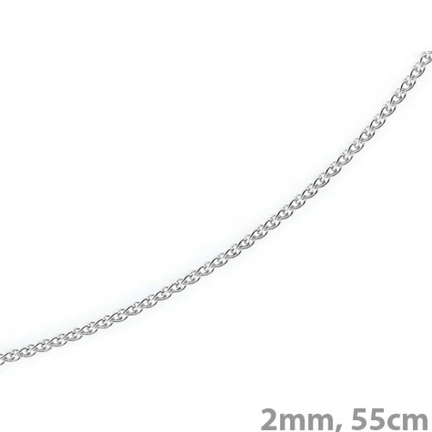 2mm Zopfkette Kette Collier, 750 Gold Weißgold, Goldkette 55cm, Unisex