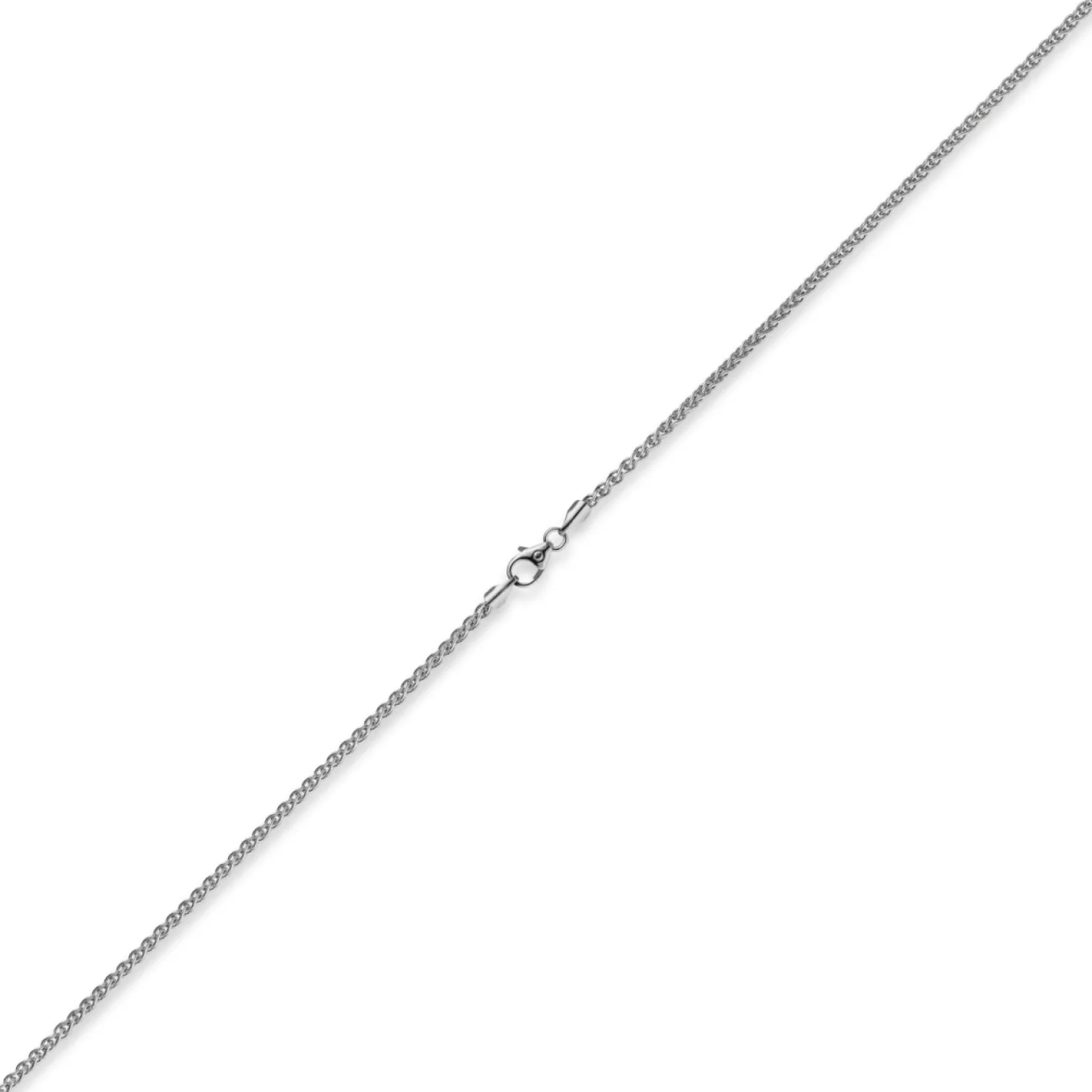 2mm Zopfkette Kette Collier, 750 Gold Weißgold, Goldkette 55cm, Unisex
