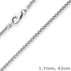 1,7mm Zopfkette Silberkette Collier Halskette aus 925 Silber rhodiniert 42cm