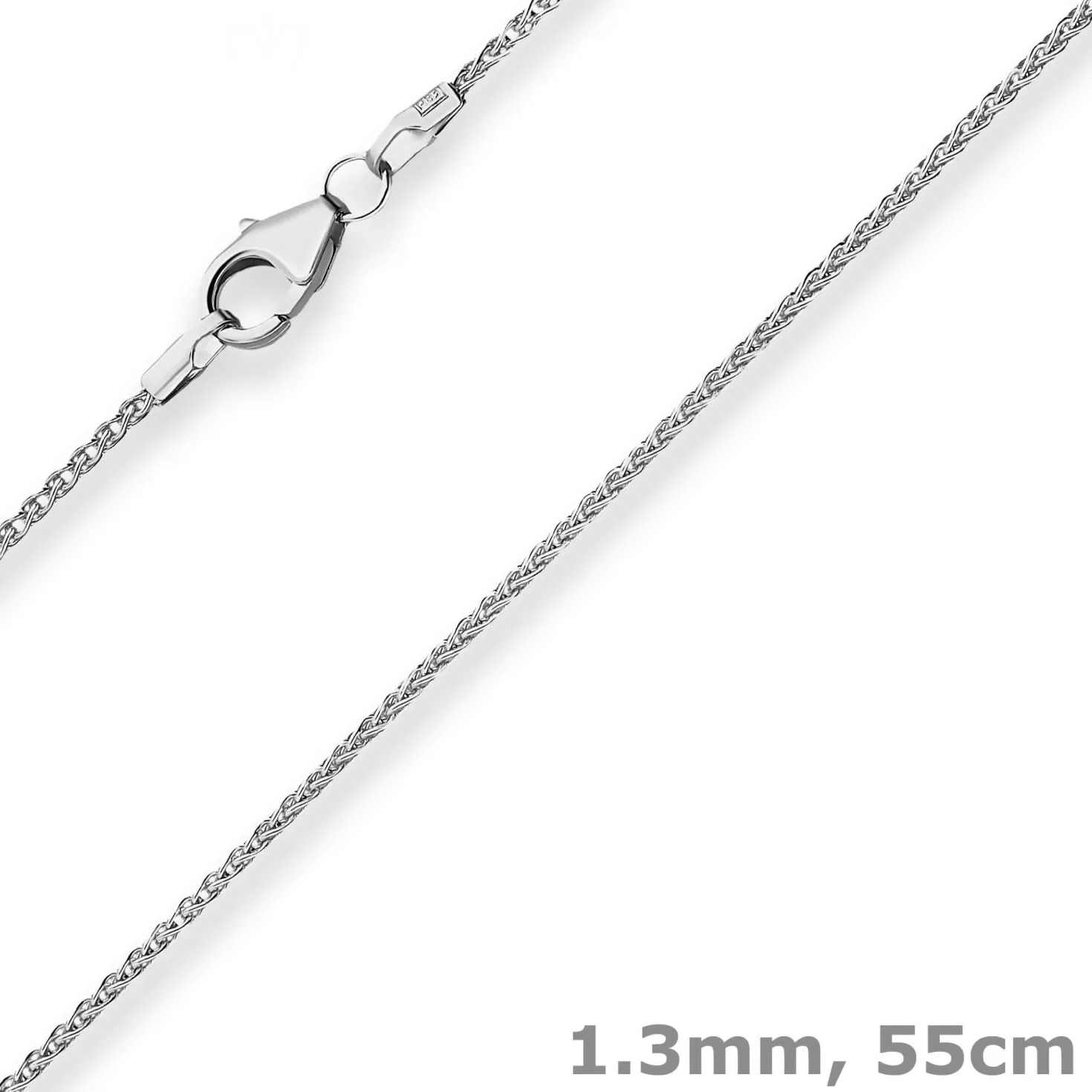 1,3mm Zopfkette Silberkette Collier Halskette aus 925 Silber rhodiniert 55cm