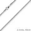 2,1mm Zopfkette Silberkette Collier Halskette aus 925 Silber rhodiniert 45cm