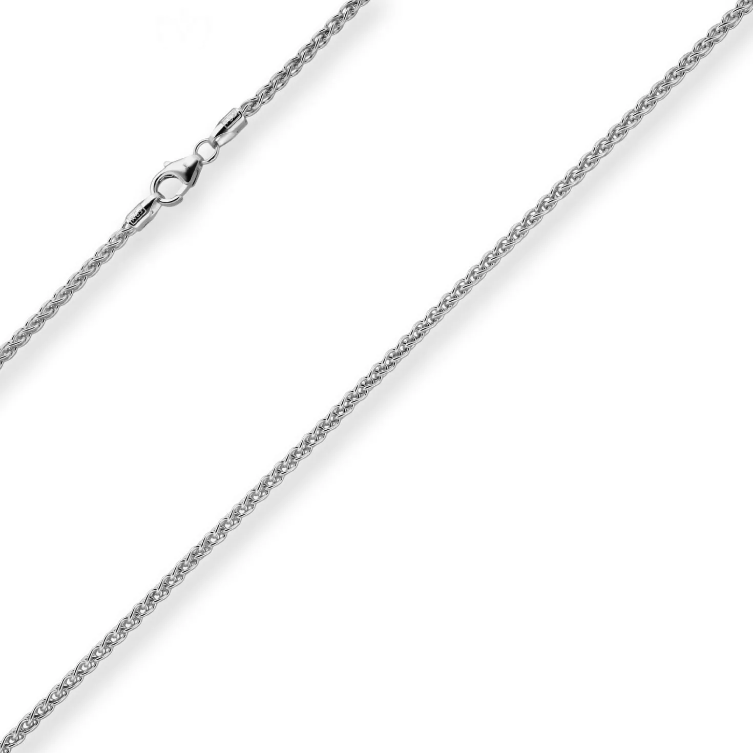 2,1mm Zopfkette Silberkette Collier Halskette aus 925 Silber rhodiniert 45cm