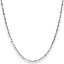 2,1mm Zopfkette Silberkette Collier Halskette aus 925 Silber rhodiniert 50cm