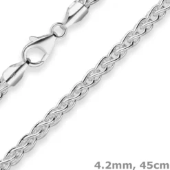 4,2mm Zopfkette Silberkette Collier Halskette aus 925 Silber 45cm