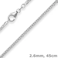 2,6mm Zopfkette Silberkette Collier Halskette aus 925 Silber 45cm