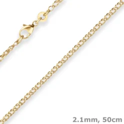 2,1mm Zwillingspanzerkette Collier Halskette aus 585 Gold Gelbgold 50cm