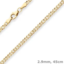2,9mm Zwillingspanzerkette Collier Halskette aus 375 Gold Gelbgold 45cm