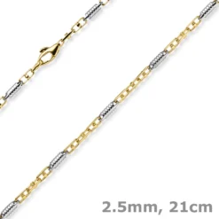 Monte Carlo Armband aus 585 Gold Gelbgold Weißgold massiv bicolor 21cm Herren