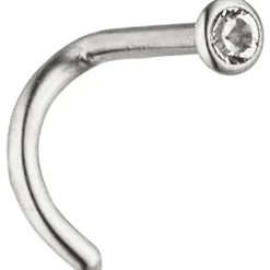 Nasenpiercing Nasenstecker Piercing Edelstahl mit 2,3mm Swarovski Element weiß