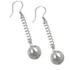 Ohrhaken Ohrhänger 45x8mm Ohrringe Kugel & Feder 925 Silber für Damen