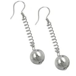 Ohrhaken Ohrhänger 45x8mm Ohrringe Kugel & Feder 925 Silber für Damen