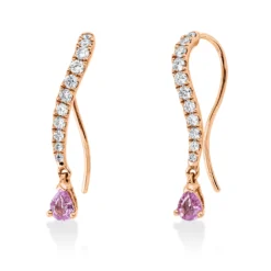 Ohrhänger aus 750 Rotgold 2 Saphire 0,43ct pink 22 Brillanten 0,42ct TW-VSI/SI