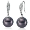 Ohrhänger aus 750 Weißgold 2 Tahiti-Perlen 10,5mm 24 Brillanten 0,16ct W-SI