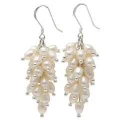 Ohrhänger in Traubenform aus echten Perlen & 925 Silber weiß Ohrringe Ohrschmuck