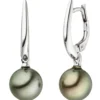 Ohrhänger mit 8-9mm Tahiti Perlen 585 Gold Weißgold Ohrringe Boutons 24,4x8,1mm
