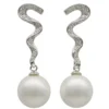 Ohrhänger mit Stecker Perlen Muschelkernperlen Zirkonia weiß 925 Silber Damen