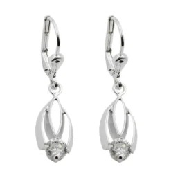 Ohrhänger 30mm Ohrringe Brisur aus echtem 925 Silber mit Zirkonia weiß für Damen