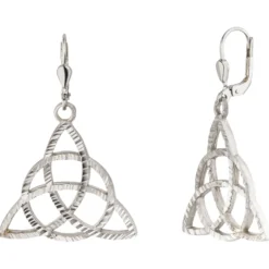 Ohrhänger Triquetra aus 925 Silber rhodiniert mattiert Ohrringe Silberohrringe