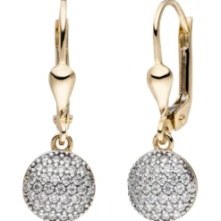 Ohrhänger 8x24,2mm aus 333 Gold Gelbgold mit 74 Zirkonia Ohrringe Damen