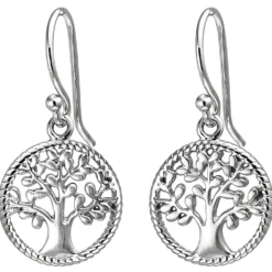 Ohrhänger 11,6x22,4mm Baum aus 925 Silber Ohrringe Ohrhaken teilmattiert
