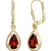 Ohrhänger 8x27,2mm Boutons mit Granat glatt rot Tropfen 333 Gold Gelbgold Damen
