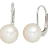 Ohrhänger 9x15,7mm Boutons mit Perlen Süßwasser Zuchtperlen weiß & 925 Silber
