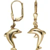 Ohrhänger 11,6x32,1mm Boutons springende Delphine Delfine aus 333 Gelbgold