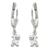 Ohrhänger 21x5mm Brisur Katze Katzen 925 Silber matt-glänzend Silberohrringe