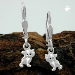 Ohrhänger 21x5mm Brisur Katze Katzen 925 Silber matt-glänzend Silberohrringe