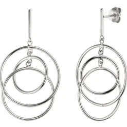 Ohrhänger 25,2x46,1mm Hängerstecker 3 dünne Ringe aus 925 Silber Ohrringe