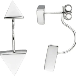 Ohrhänger 11,5x29mm Hänger-Stecker 2 Dreiecke dreieckig 2-teilig 925 Silber