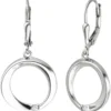 Ohrhänger 16,6x32,8mm Kreise 925 Silber mit 2 Zirkonia Boutons Ohrringe glänzend