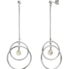 Ohrhänger 30,8x86,2mm Kreise Süßwasser-Perlen weiß 925 Silber Ohrringe