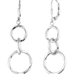 Ohrhänger 16,9x51mm Ohrringe Boutons 3 verkettete Ringe 925 Silber Damen