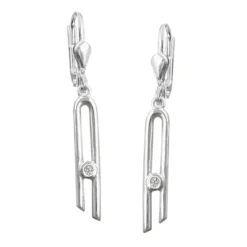 Ohrhänger 37x4mm Ohrringe Brisur mit Zirkonia 925 Silber glänzend schmal Damen