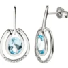Ohrhänger 12,8x24,1mm Ohrringe 18 Diamanten 0.07Ct Blautopas 585 Weißgold