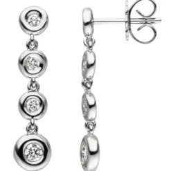 Ohrhänger 5,8x24,5mm Ohrringe mit 8 Diamanten 0.34Ct W/SI 585 Gold Weißgold