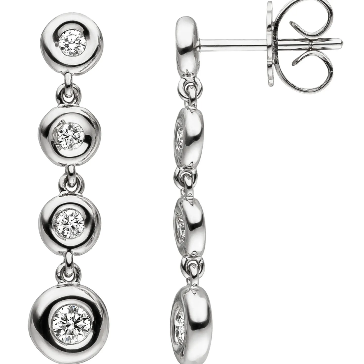 Ohrhänger 5,8x24,5mm Ohrringe mit 8 Diamanten 0.34Ct W/SI 585 Gold Weißgold