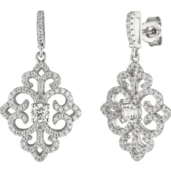 Ohrhänger 17,9x32,9mm Ornament mit 178 Zirkonia 925 Silber Ohrringe