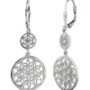 Ohrhänger 15,7x42,4mm runde Boutons mit Ornament-Muster aus 925 Silber Brisur