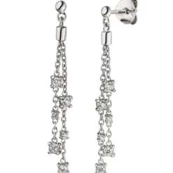 Ohrhänger 12 Zirkonia weiß 925 Silber rhodiniert 41,3x4,1mm Ohrschmuck Ohrringe