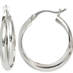 Ohrringe Creolen Creole 23,3mm aus 925 Silber rund rhodiniert Damen