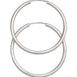 Ohrringe Creolen 30mm aus 585 Gold Weißgold rund dünn Ohrschmuck Damen