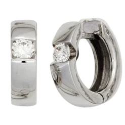 Ohrringe Creolen 13mm mit Diamanten 0.3Ct Brillanten 585 Gold Weißgold