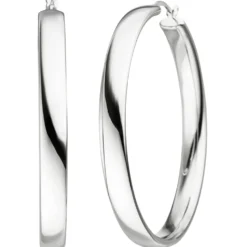 Ohrringe Creolen 50,4mm rund Ohrschmuck 925 Silber schlicht glänzend rhodiniert