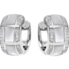Ohrringe Creolen 16,8x9,1mm aus 925 Silber mit Perlmutt-Einlagen & 48 Zirkonia