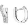 Ohrringe Creolen 14,1x5mm aus 925 Silber rhodiniert mit 20 Zirkonia Ohrschmuck