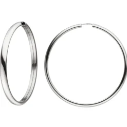 Ohrringe Creolen 48,3x3,9mm aus 925 Silber rund & innen flach schlicht glänzend