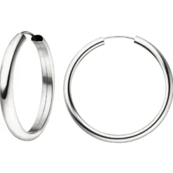 Ohrringe Creolen 30,3x3,8mm aus 925 Silber rund & innen flach schlicht glänzend
